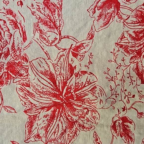 HOST PIC...Linen blend nautral and red colored twall skirt sz 12 with side slit - Picture 2 of 5